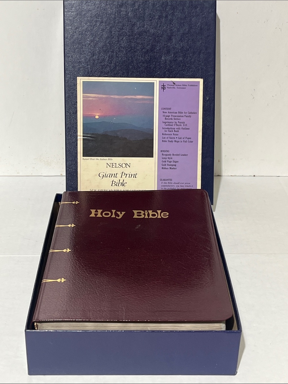 VTG Nelson Holy Bible Giant Print, Burgundy Mew American Bible for Catholics
